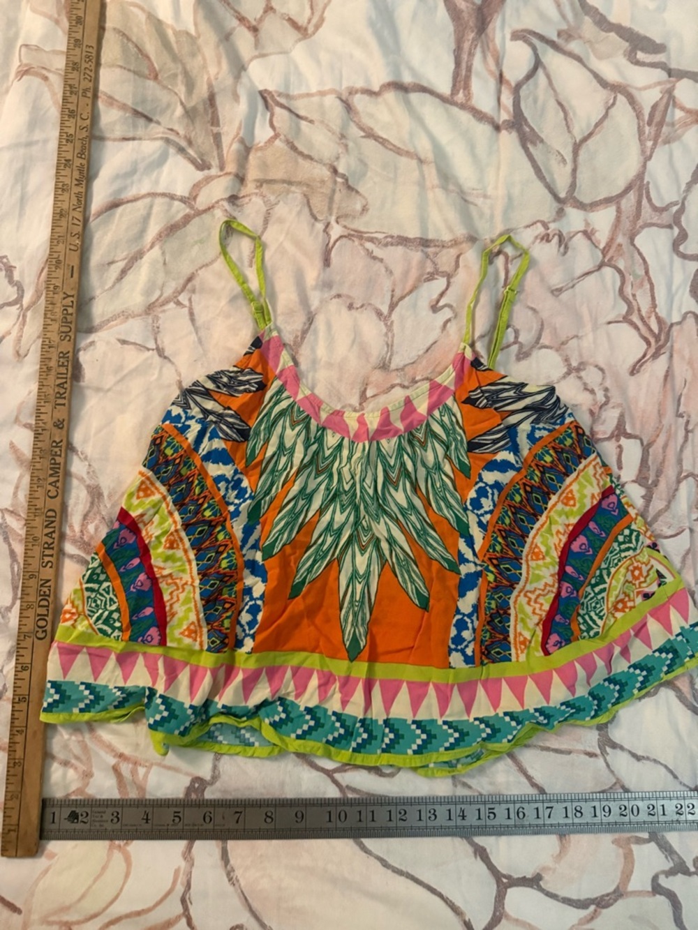 Flying Tomato Orange Multicolor Boho Crop Camisole
